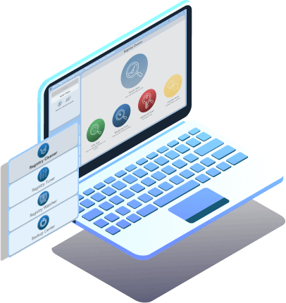 Illustration: Laptop-Bildschirm mit Registry-Cleaner-Scan-Optionen