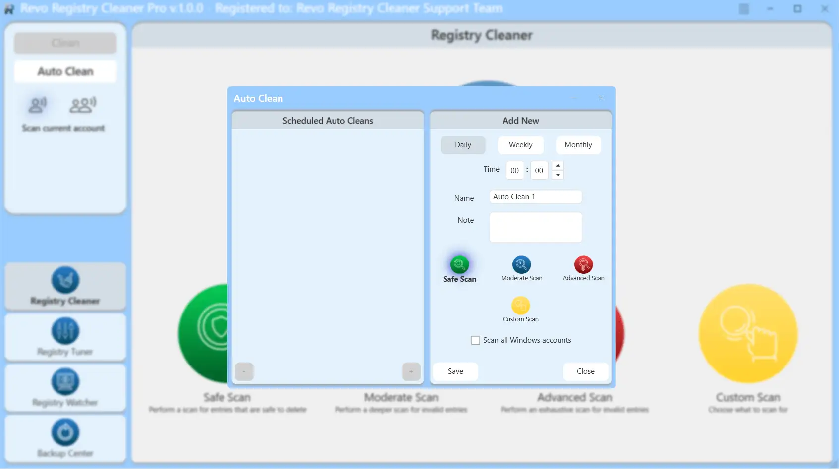 Automatisierung und Update-Einstellungen für Registry-Wartung